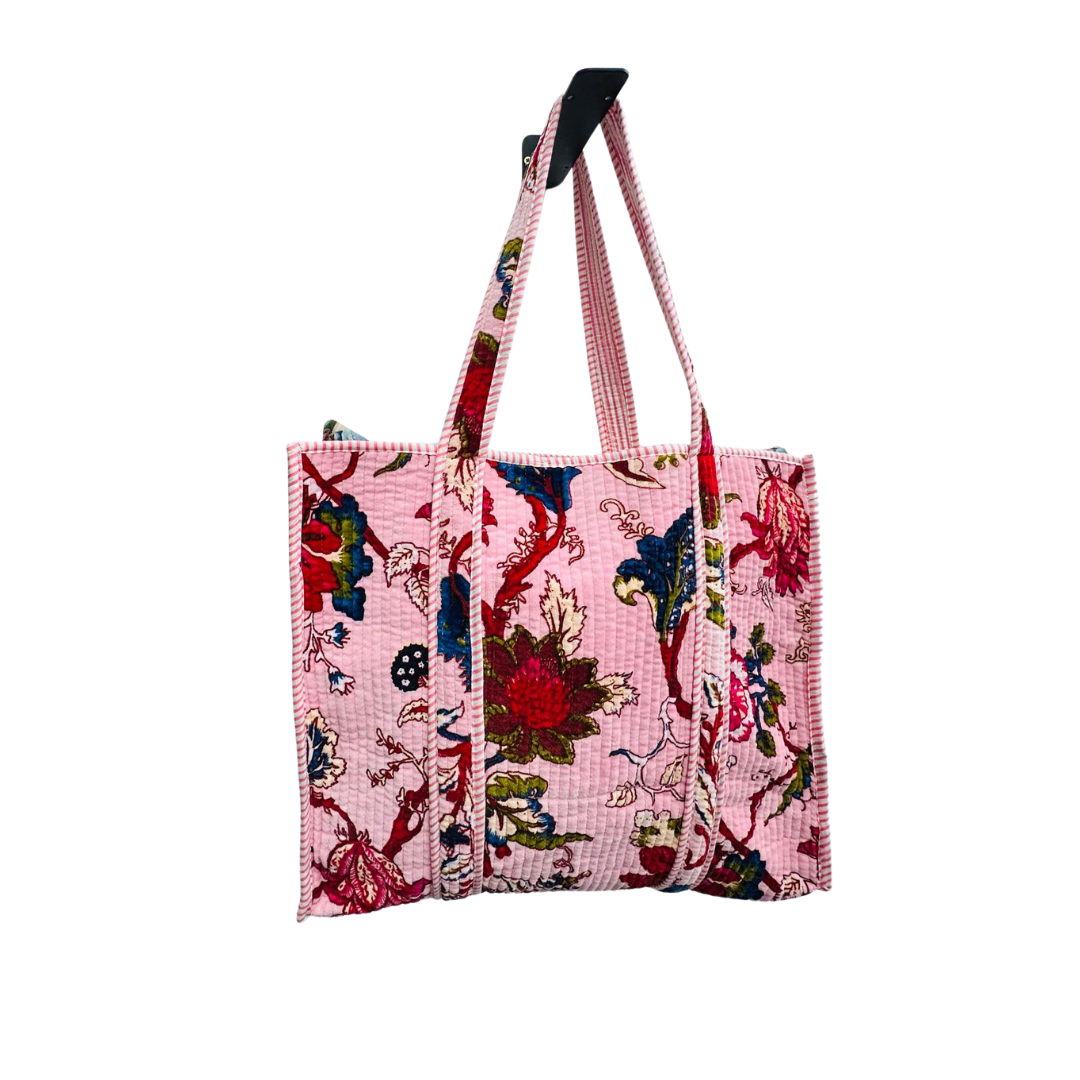 Pastel Pink Velvet Quilted Tote Bags