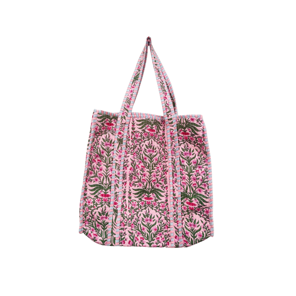 Ditsy Pink Cotton Quilted Tote Bag
