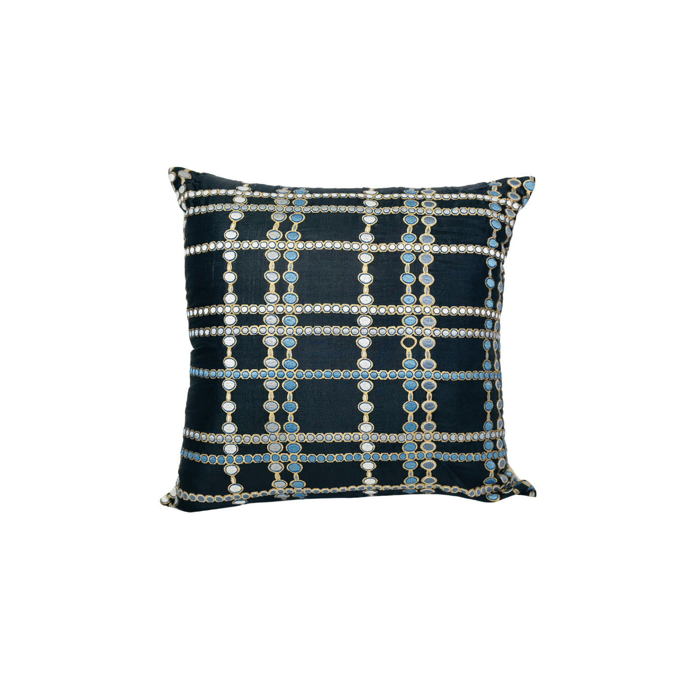 Tushar Silk Black Dotted Plaid Cushion