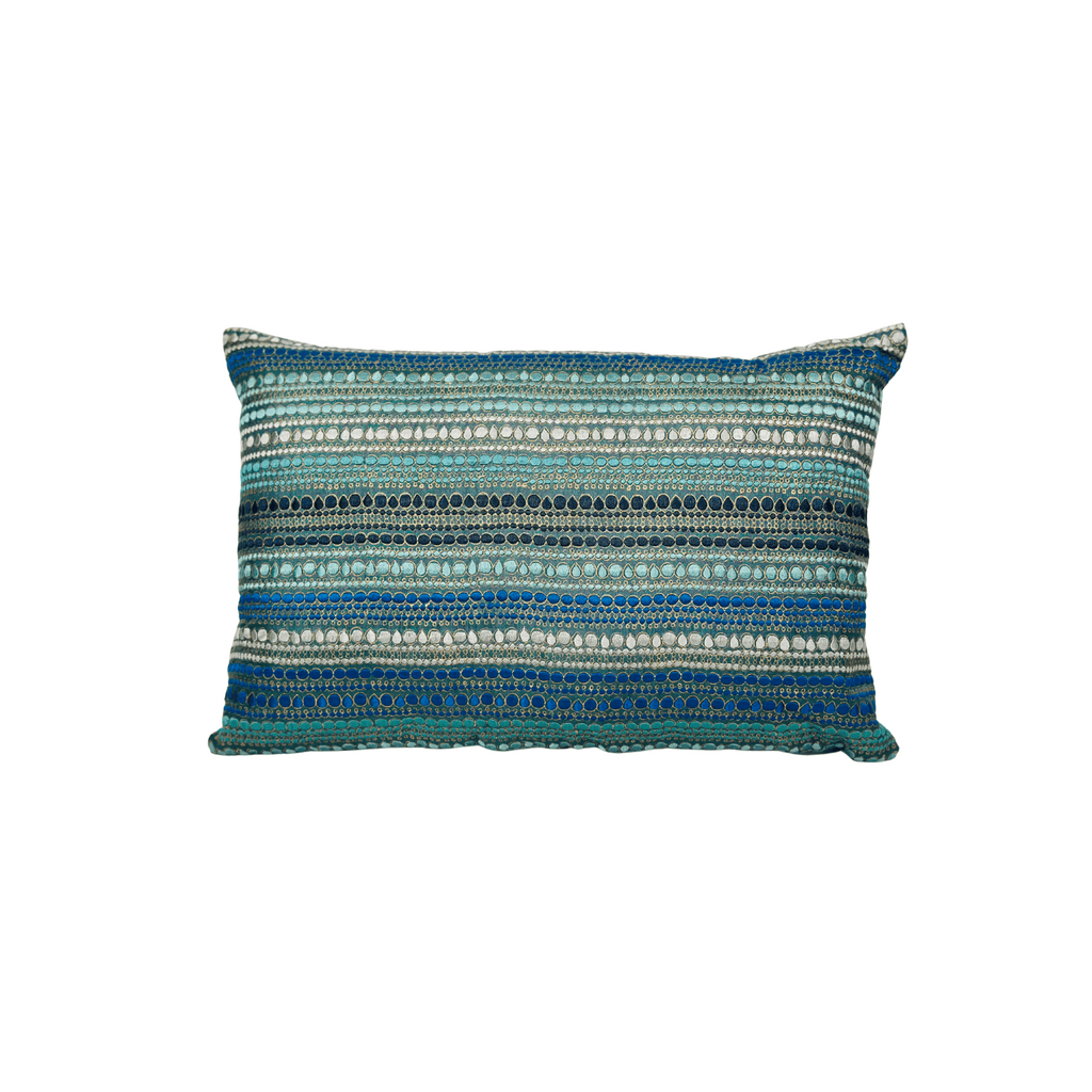 Tushar Silk Blue Pearl Cushion