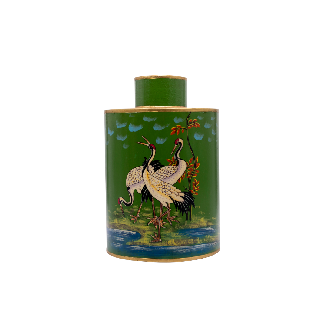 Crane Garden Vase with lid