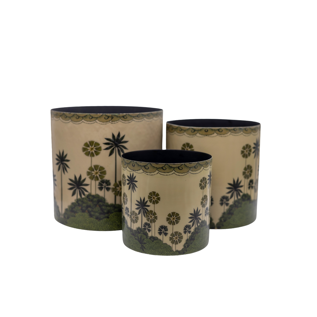 Palm Leaf Vase Set -Set of 3