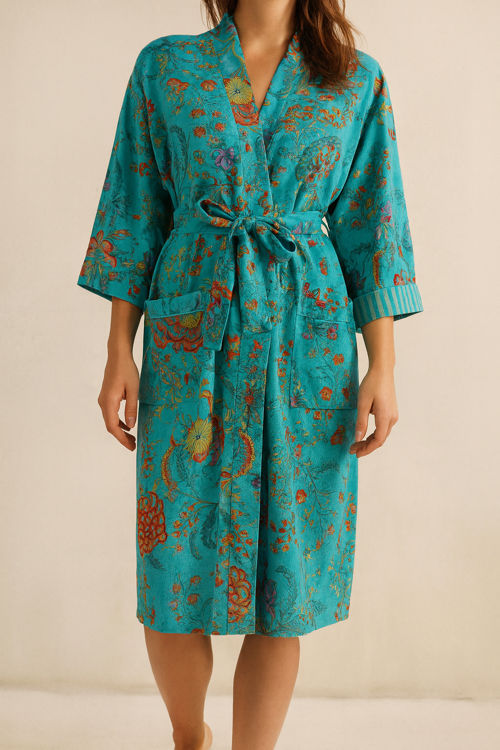 Blue Mist Cotton Velvet Robe