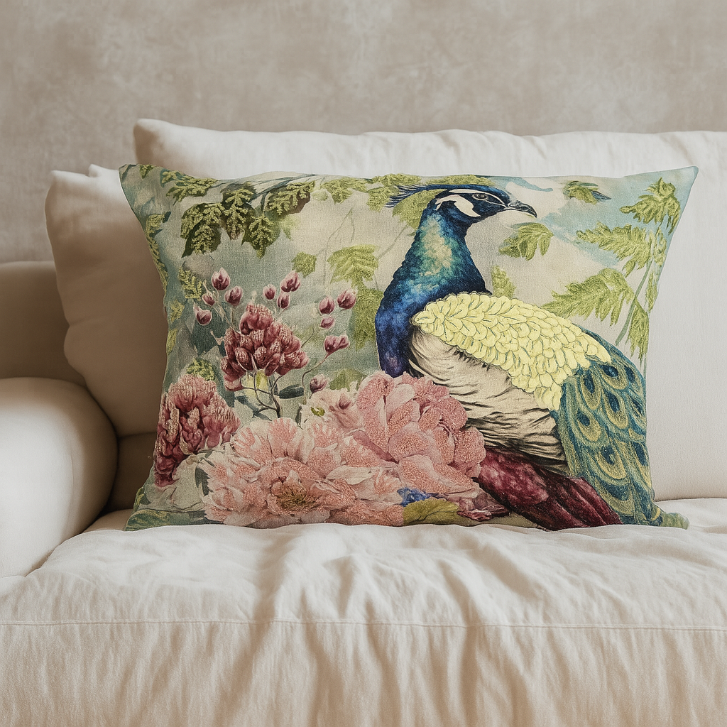 Regal Peacock Art Cushion