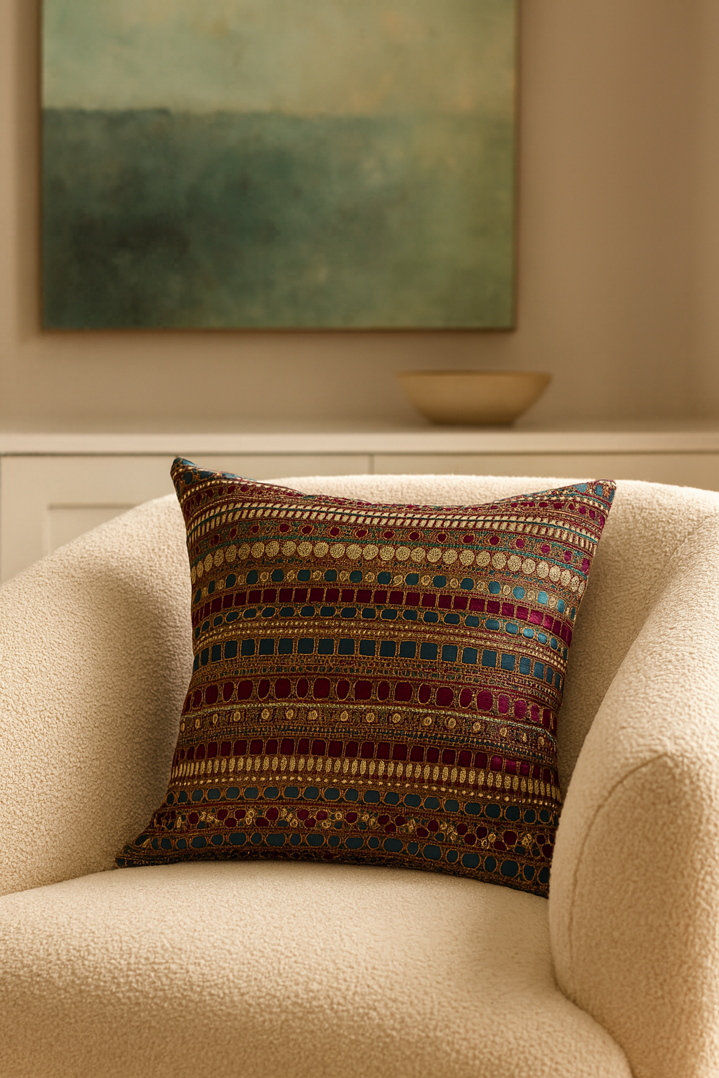 Tushar Silk Wine Zevar Cushion