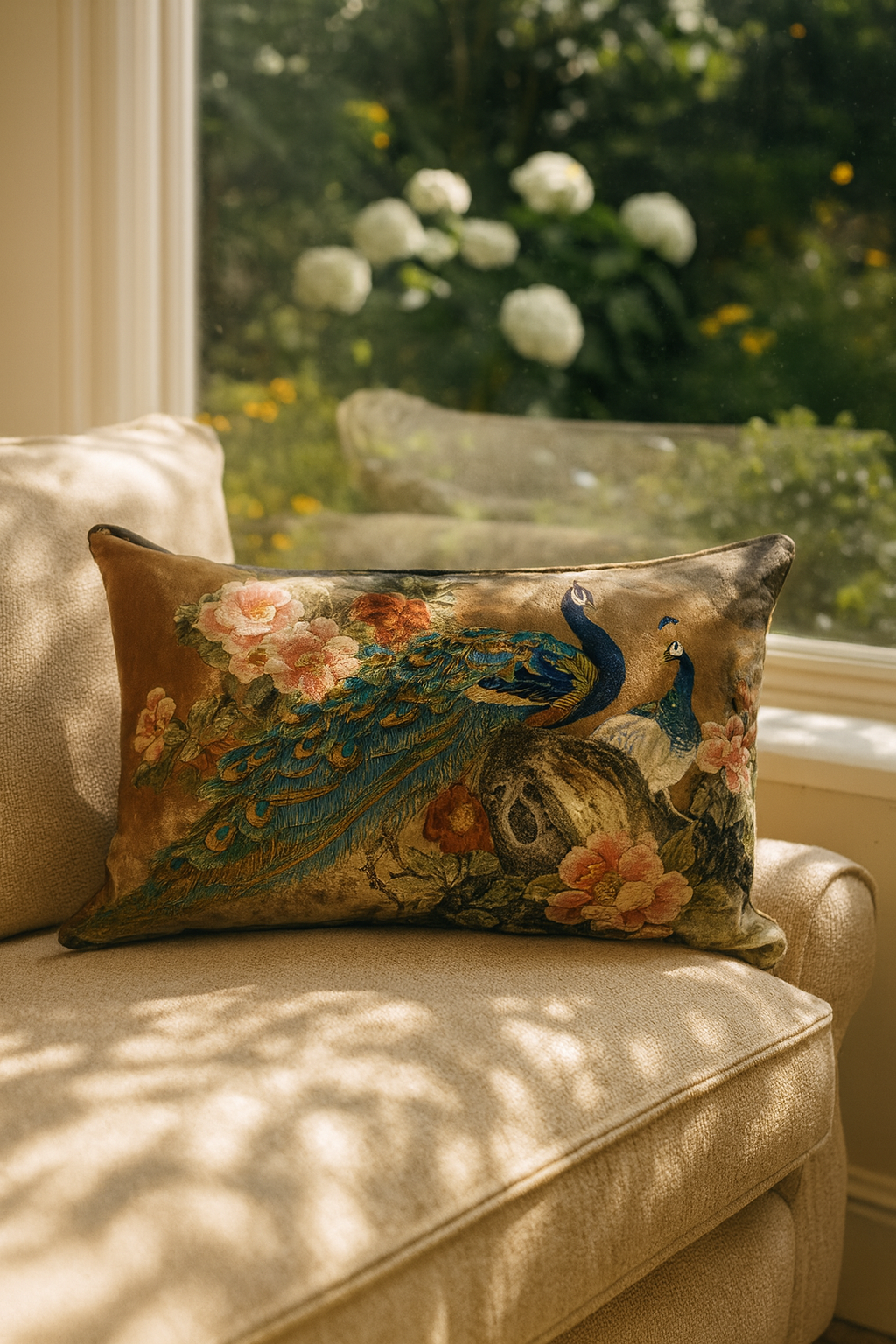 Rim Peacock Bloom Cushion