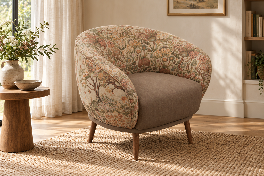 Enchanted Garden Armchair styled in a softly lit interior