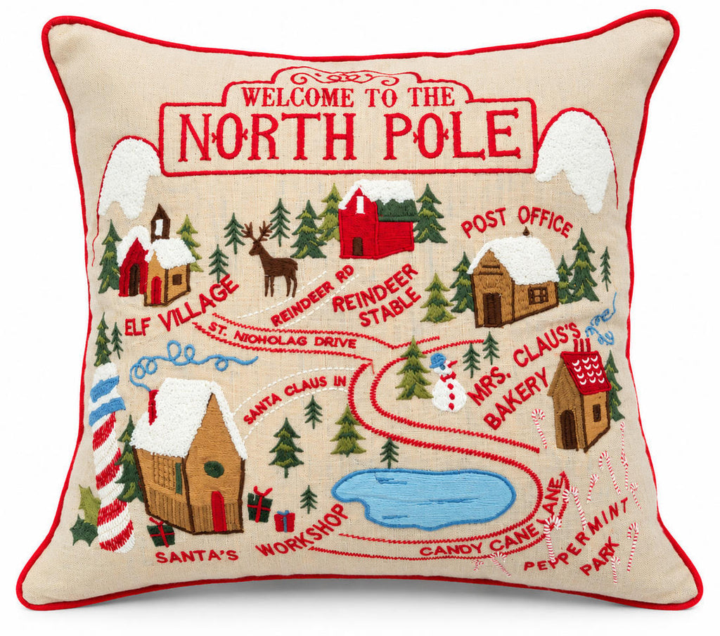 Welcome to the North Pole Cushion on a white background