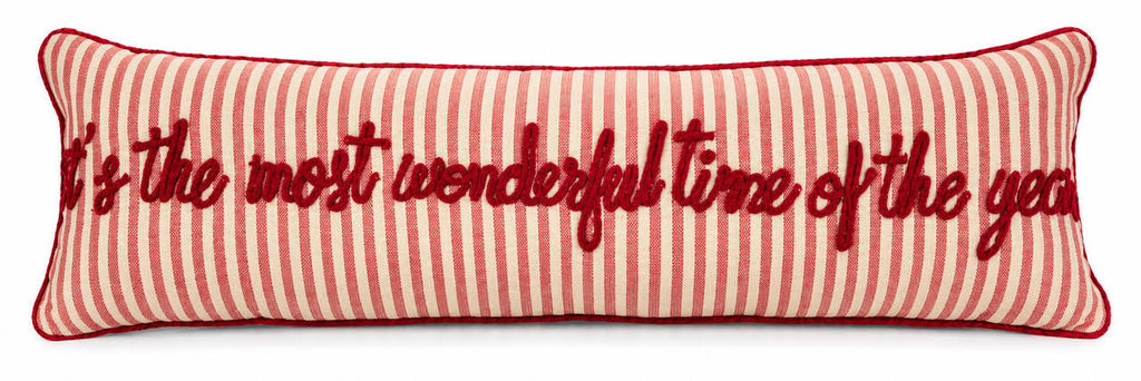 Most Wonderful Time Christmas Lumbar Cushion on a white background