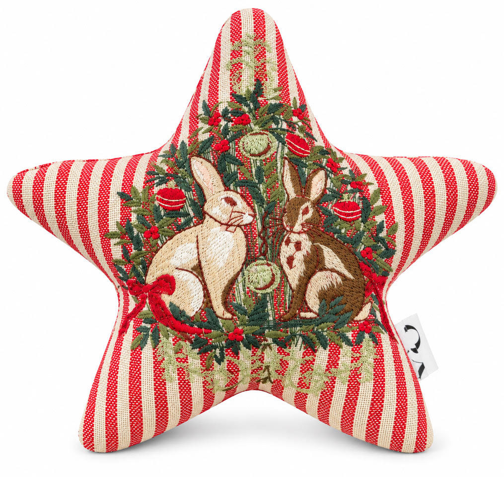 Woodland Animals Striped Star Cushion on a white background