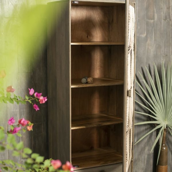 boho natural tall storage cabinet product image 2