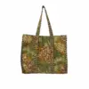 Bottle Green Bird Cotton Quilted Tote Bag