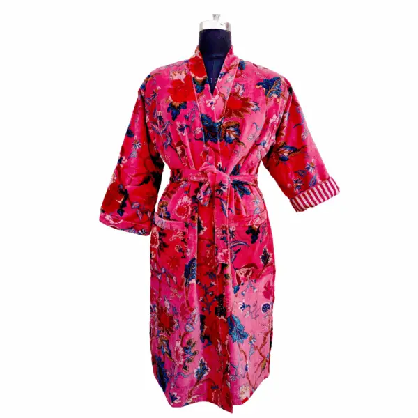 Cherry Floral Velvet Robe