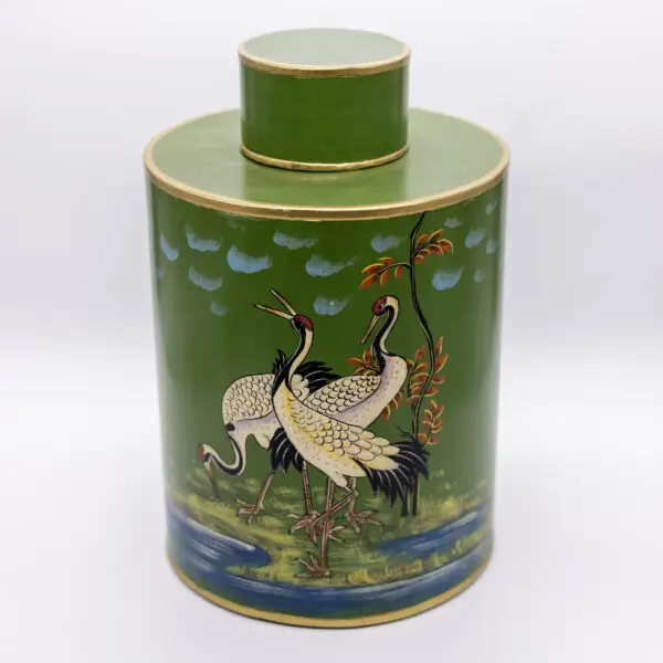 Crane Garden Vase with lid