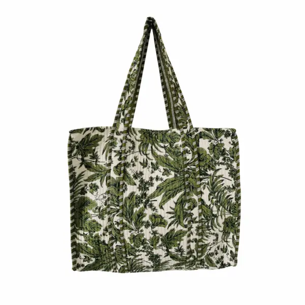 Green forest Cotton Quilted Tote Bag
