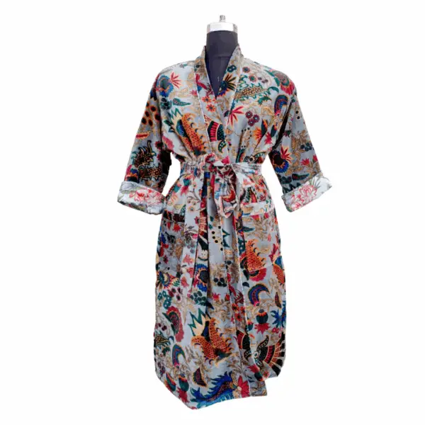 Grey Acorn Velvet Robe