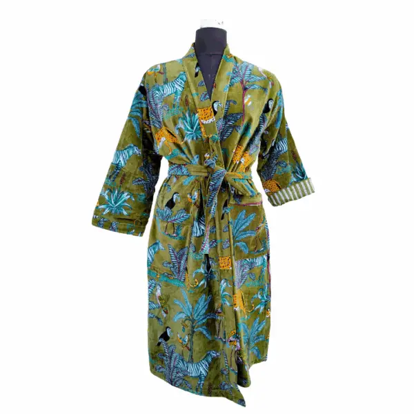 Olive Safari Velvet Robe