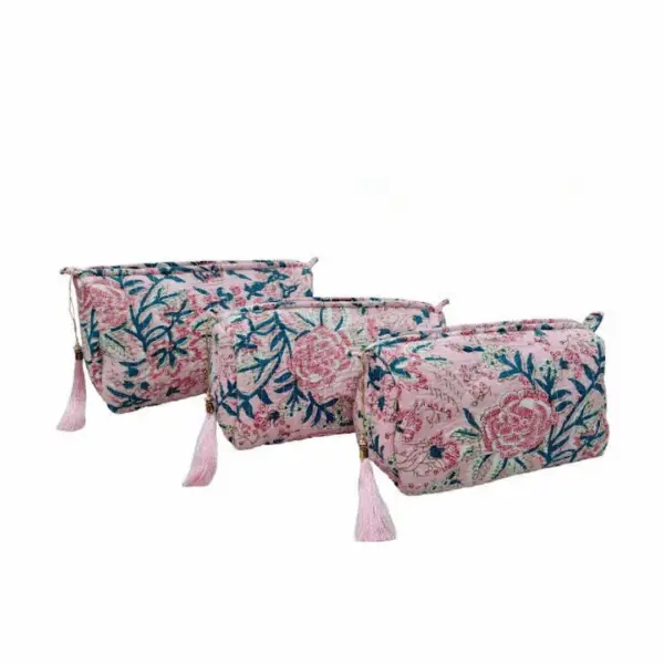 Pink Rose Wash Bags-set of 3