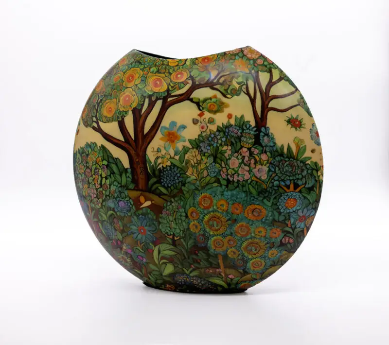 Secret Garden Enamel Oval Vase