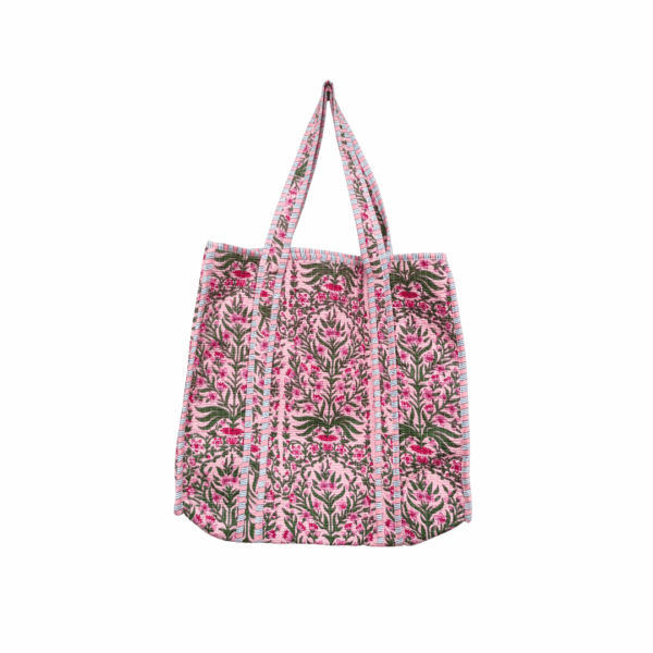 Ditsy Pink Cotton Quilted Tote Bag
